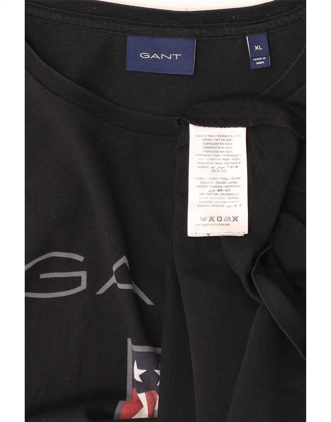Gant Camiseta masculina gráfica Top XL algodão preto