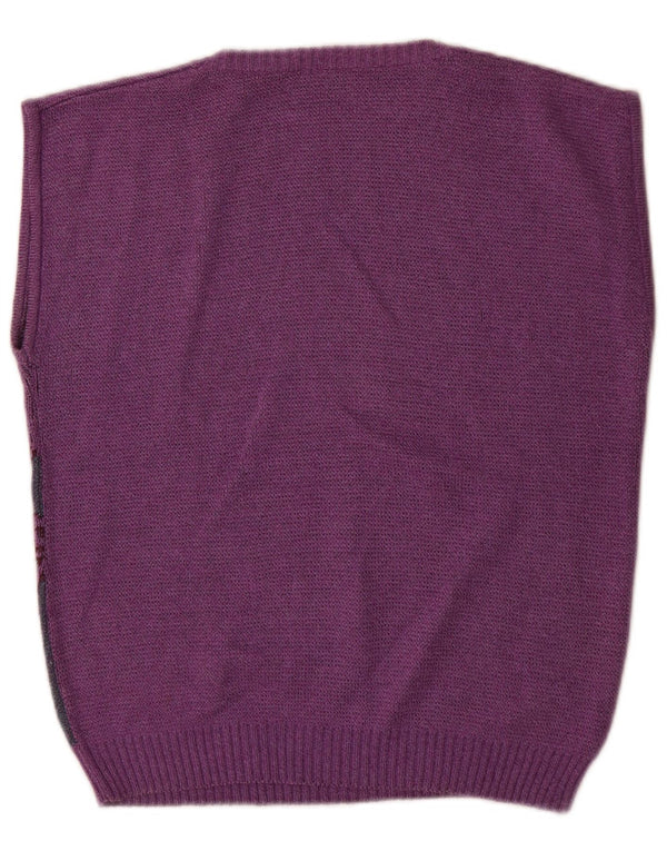 Colete feminino vintage regata IT 46 grande algodão roxo com estampa animal