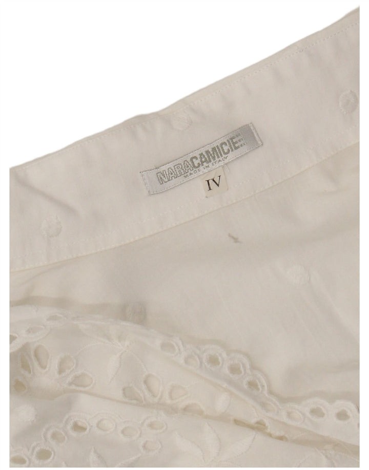 Blusa feminina Naracamicie sem mangas envolvente Reino Unido 12 médio branco