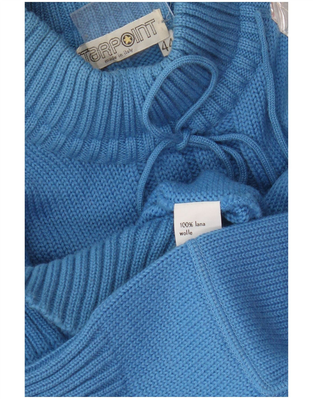 Suéter feminino vintage com gola tartaruga IT 44 bloco colorido azul médio