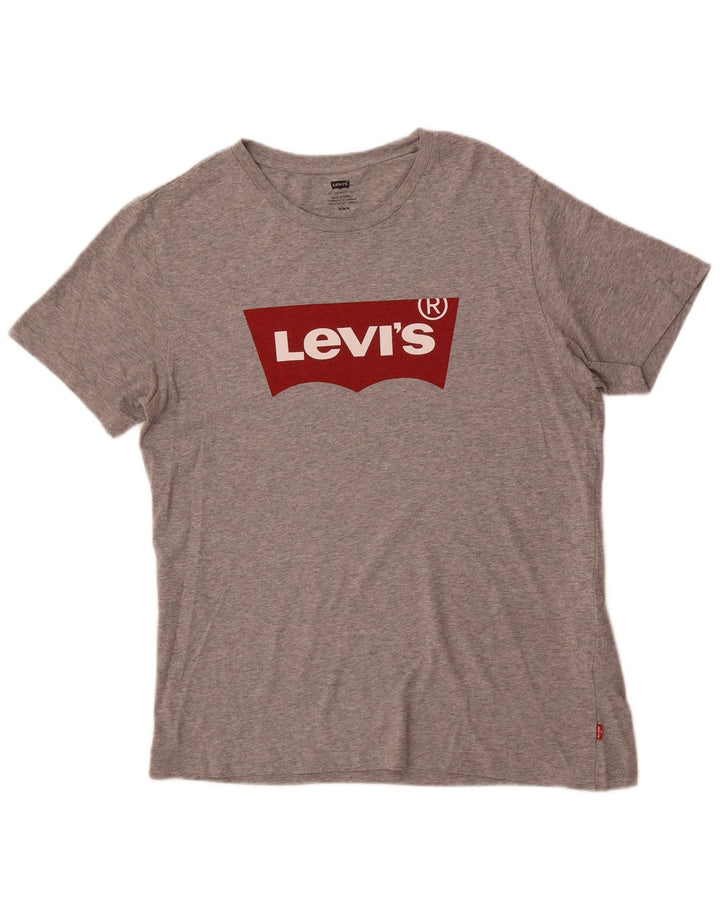 Camiseta gráfica masculina Levi's Top algodão manchado cinza médio