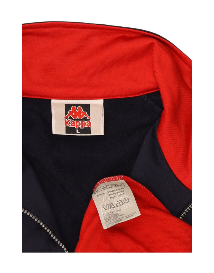 Jaqueta Kappa masculina com agasalho gráfico grande bloco colorido azul marinho