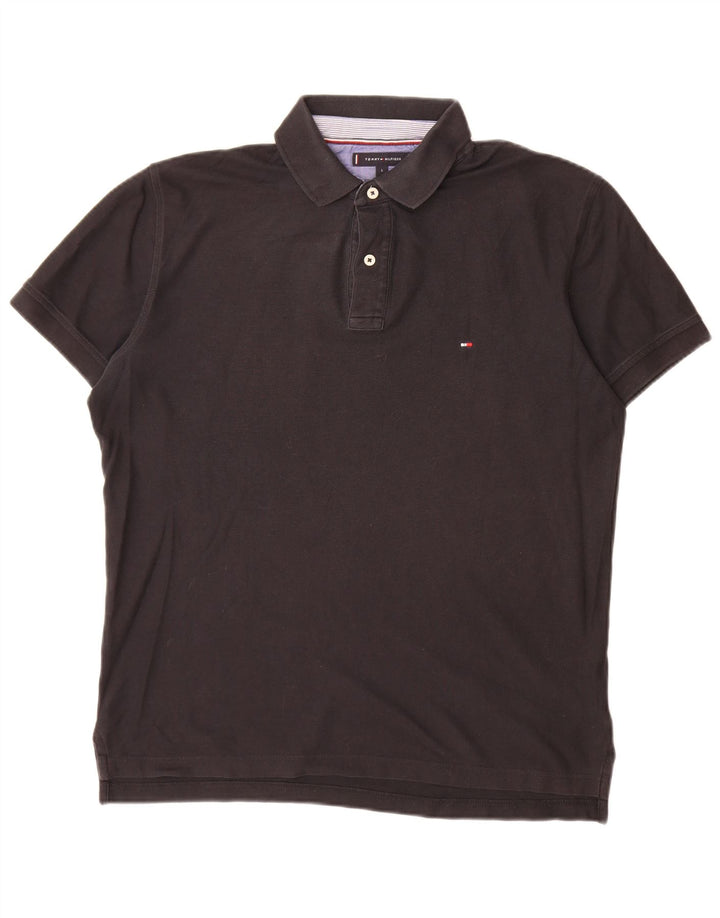 Camisa polo masculina Tommy Hilfiger Regular Fit grande algodão preto