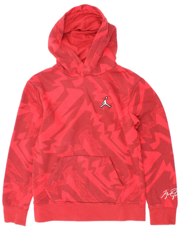 Jordan Boys Hoodie Jumper 10-11 Anos Médio Algodão Geométrico Vermelho