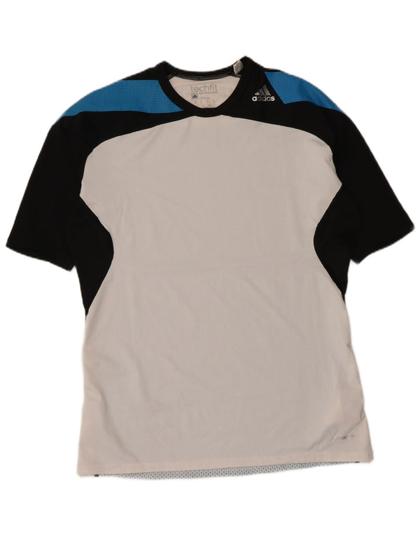 Adidas Mens Camiseta Top 2XL Branco Colorblock Poliéster Esportes