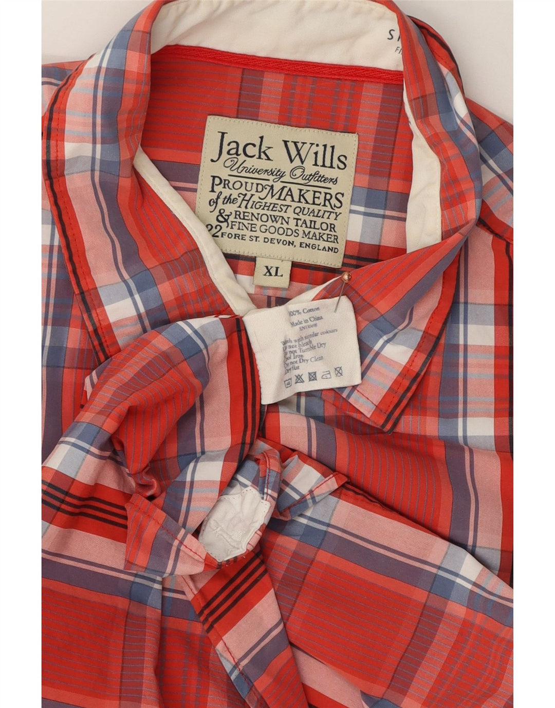 Camisa masculina JACK WILLS XL de algodão xadrez vermelho
