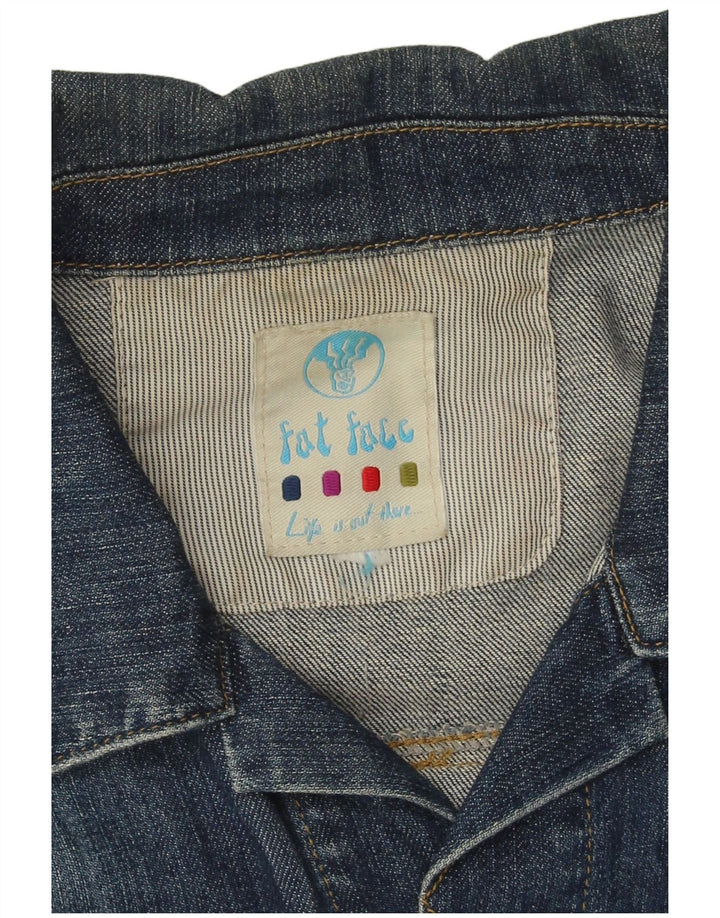 Jaqueta jeans feminina Fat Face Reino Unido 16 grande algodão azul