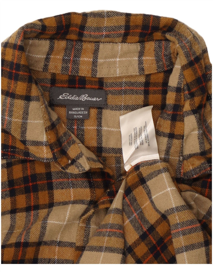 Camisa masculina de flanela EDDIE BAUER, pequena, bege, xadrez, algodão