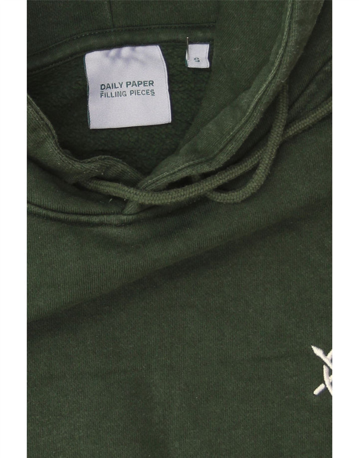 VINTAGE Mens Graphic Hoodie Jumper Small Green Cotton Vintage Vintage and Second-Hand Vintage from Messina Hembry 