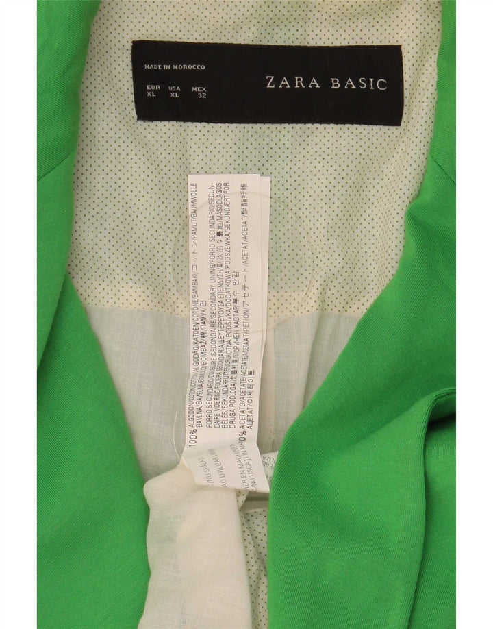 Jaqueta blazer feminina Zara com 1 botão Reino Unido 18 XL algodão verde
