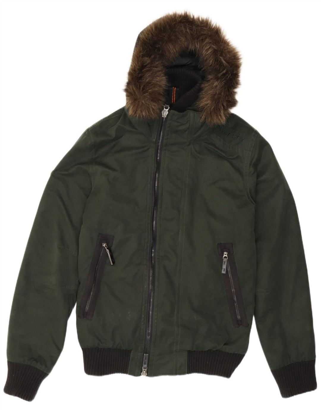 Jaqueta bomber com capuz masculina Superdry Reino Unido 36 poliéster verde pequeno Colourblock