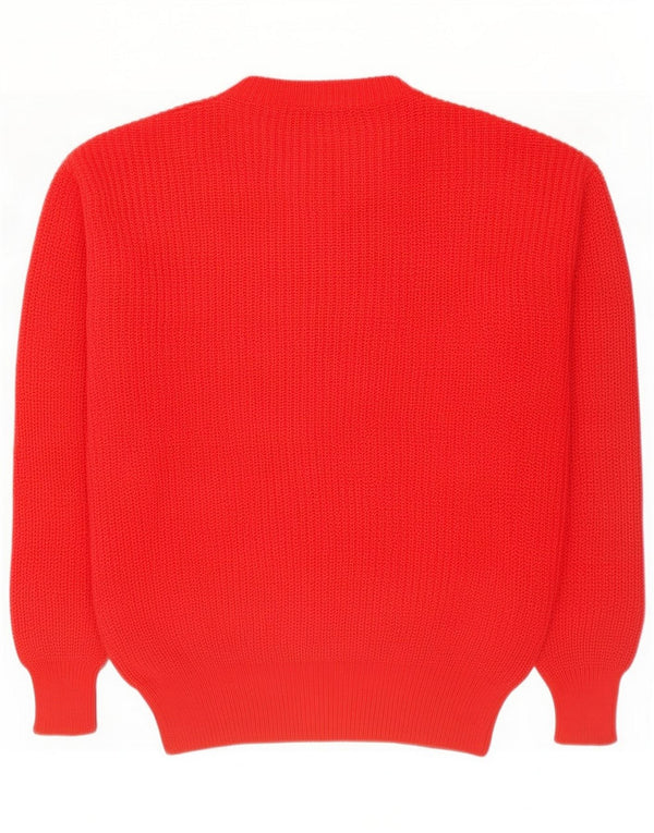 Suéter vintage masculino com gola redonda Reino Unido 50 3XL lã vermelha
