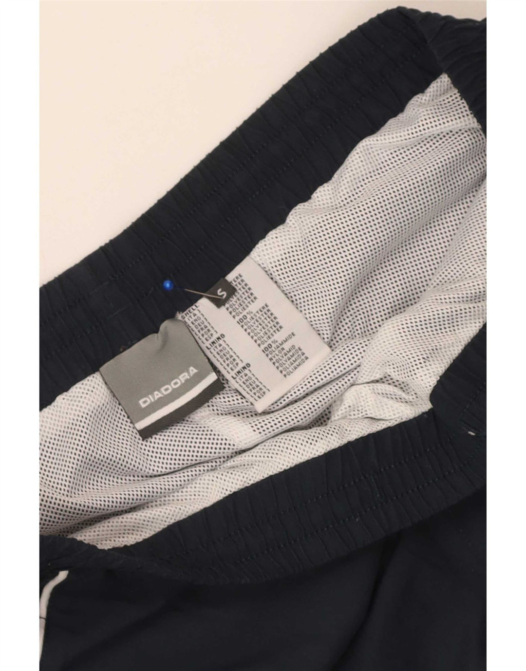 Calça de treino masculina Diadora pequena azul marinho poliéster