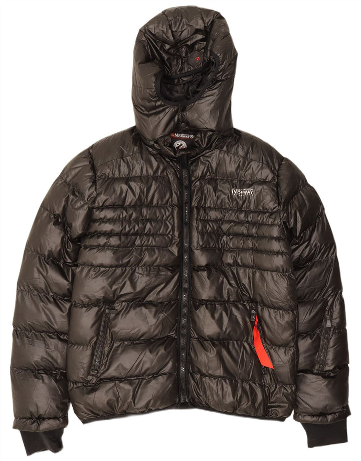 Jaqueta acolchoada com capuz masculina UK 50 3XL poliéster preto