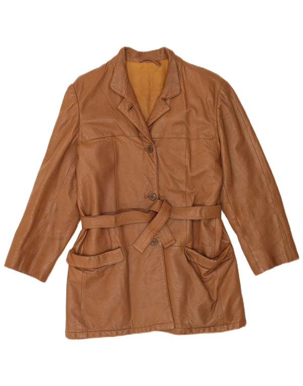 Jaqueta de couro feminina vintage IT 44 couro marrom médio