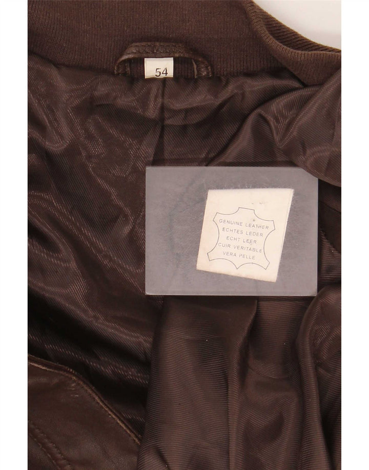 Jaqueta de couro masculina vintage UK 40 grande marrom