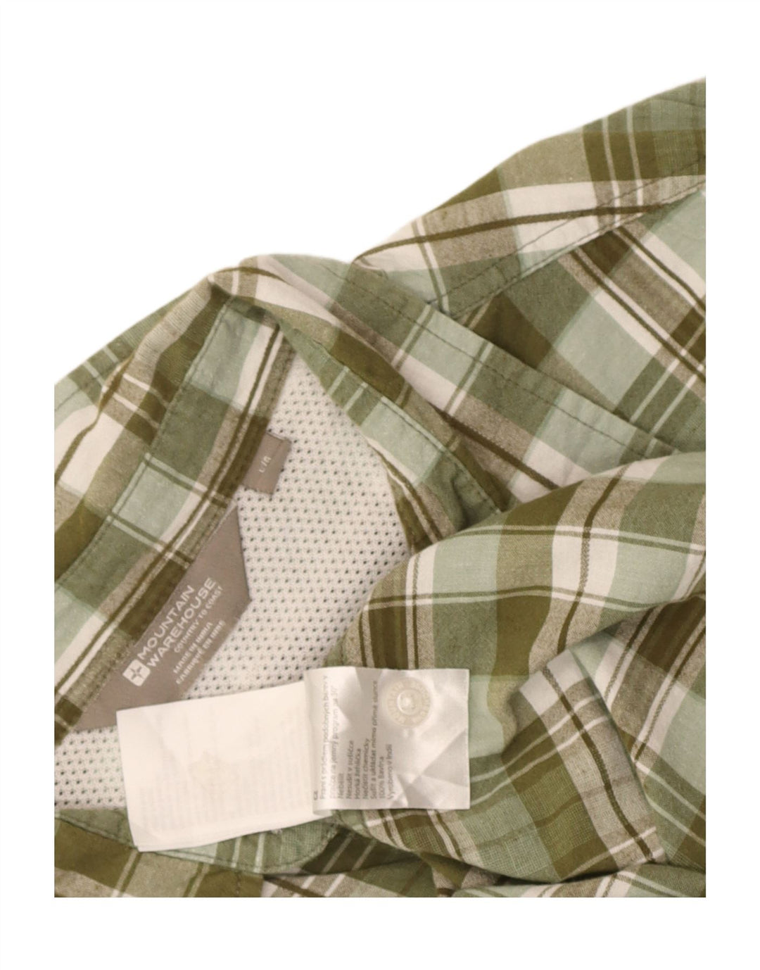 Camisa masculina de manga curta Mountain Warehouse algodão xadrez verde grande