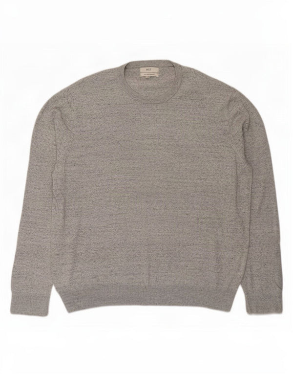 Suéter masculino Marks & Spencer com gola redonda 2XL algodão manchado cinza