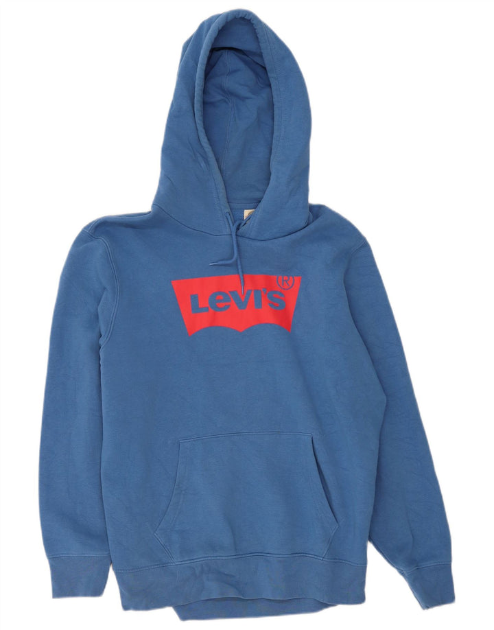 Suéter com capuz gráfico padrão masculino Levi's azul médio