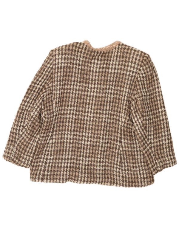 Jaqueta blazer feminina vintage com 4 botões IT 46 grande marrom houndstooth