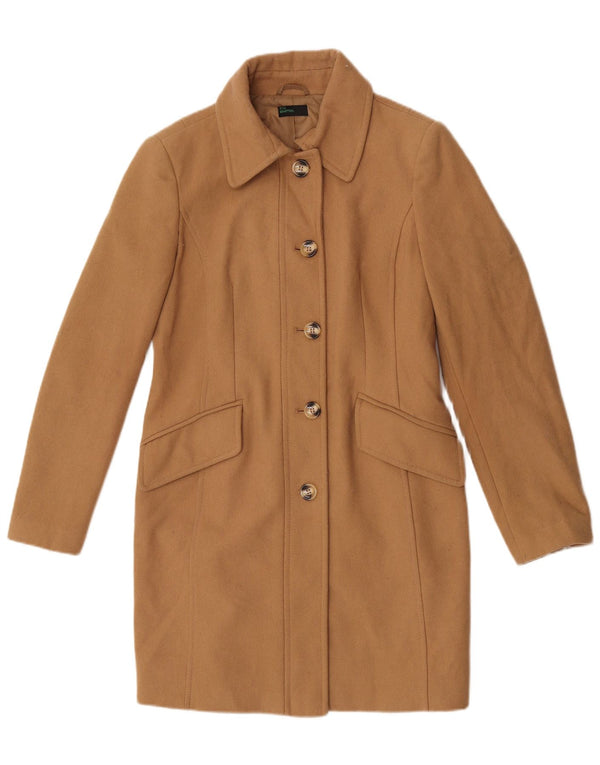 Sobretudo feminino Benetton UK 12 lã bege médio