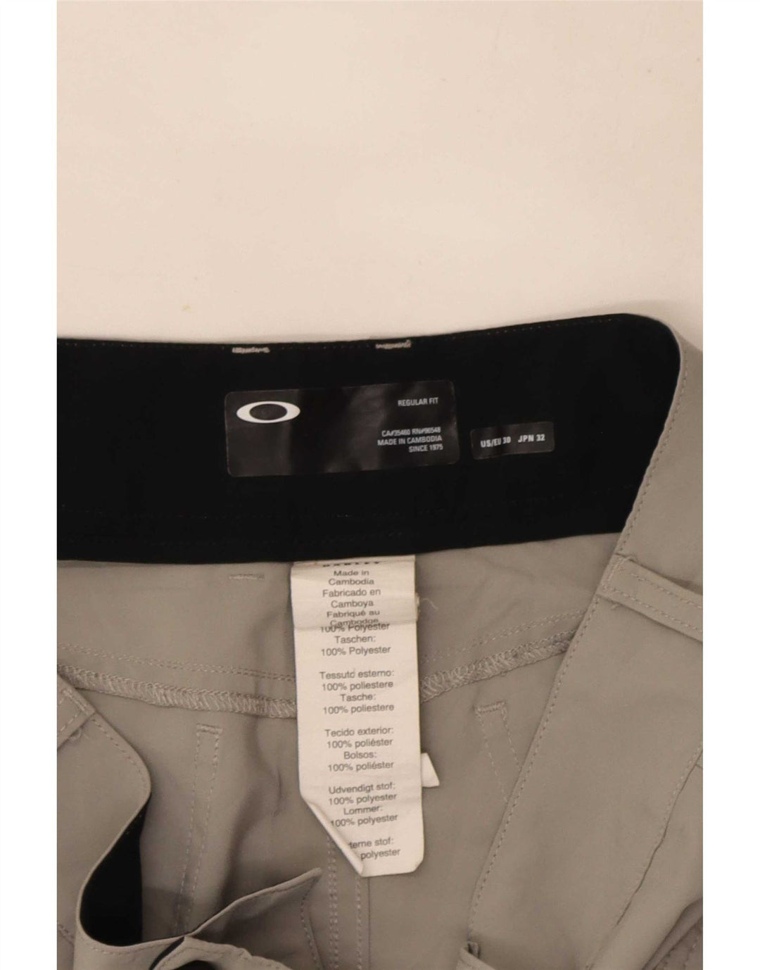 Oakley Mens Regular Fit Casual Shorts W30 Poliéster Cinza Médio