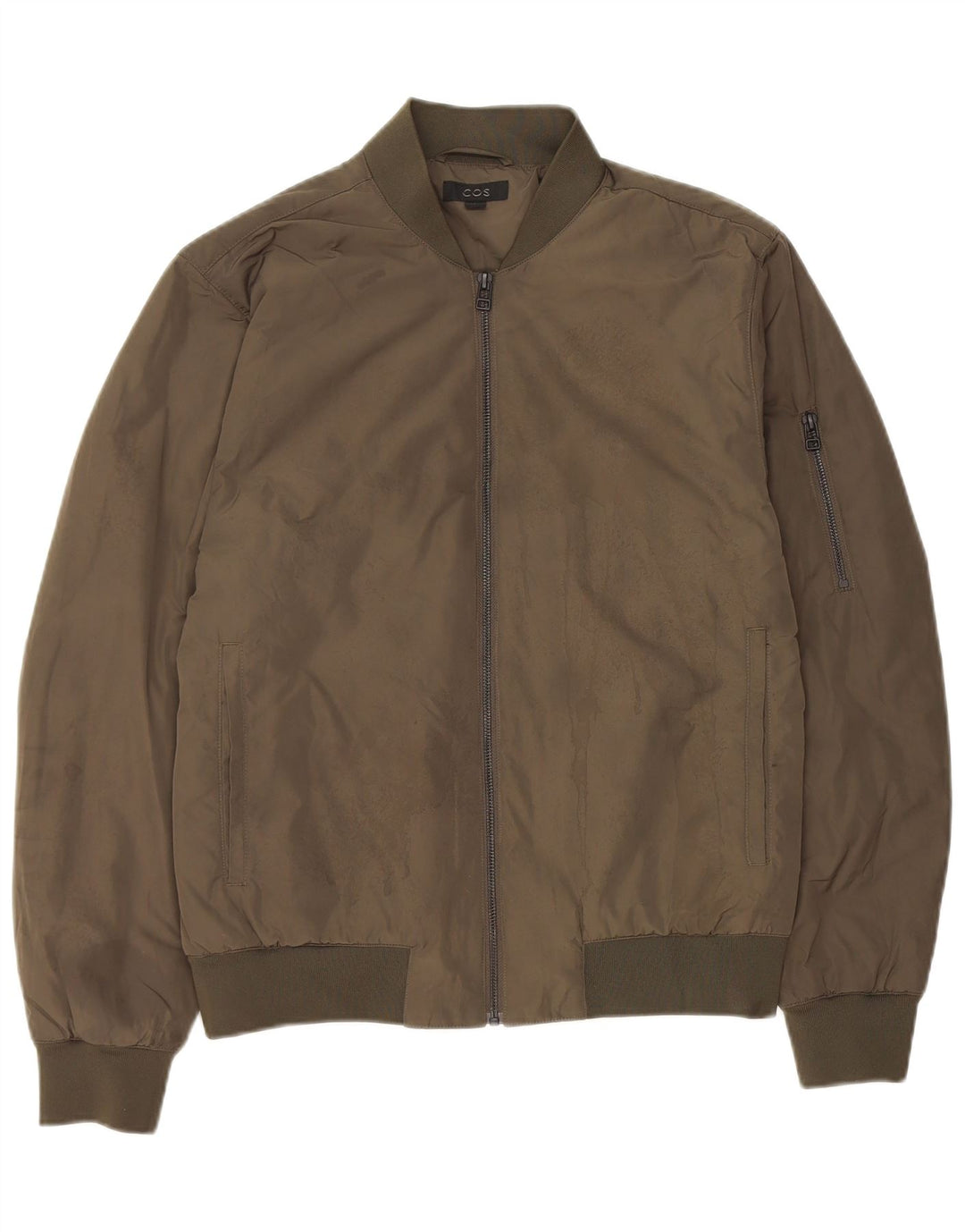 Cos Mens Bomber Jacket EU 46 Pequeno Poliéster Cáqui