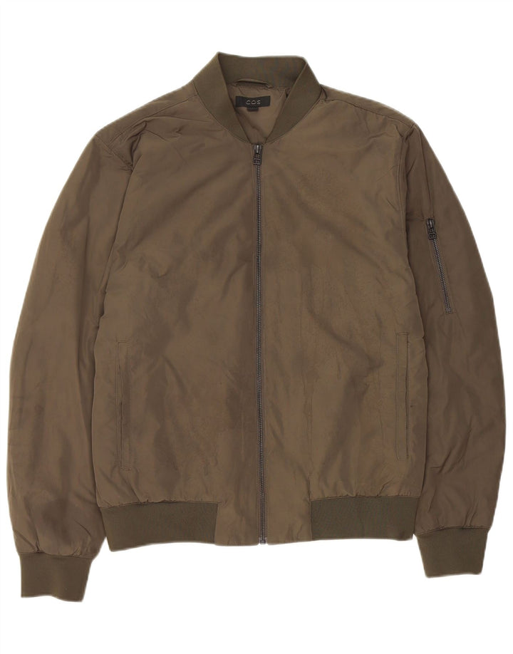 Cos Mens Bomber Jacket EU 46 Pequeno Poliéster Cáqui