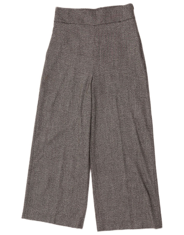 Zara Calça feminina casual de perna larga pequena W26 L25 cinza