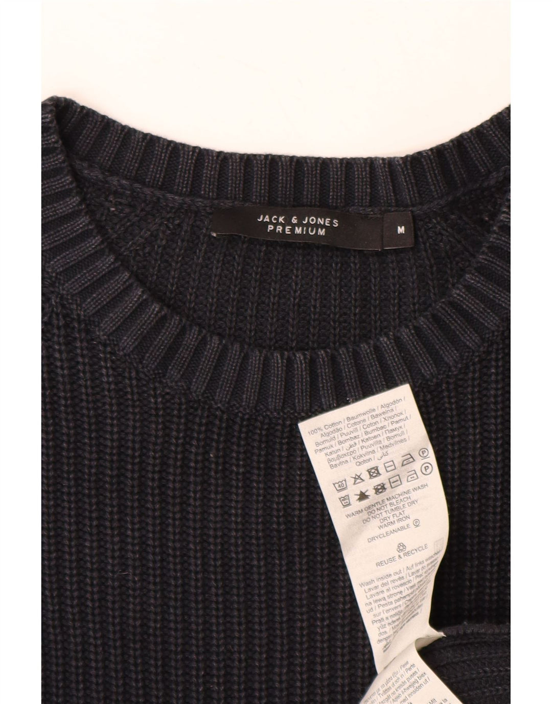 Suéter masculino JACK & JONES com gola redonda, algodão azul marinho médio