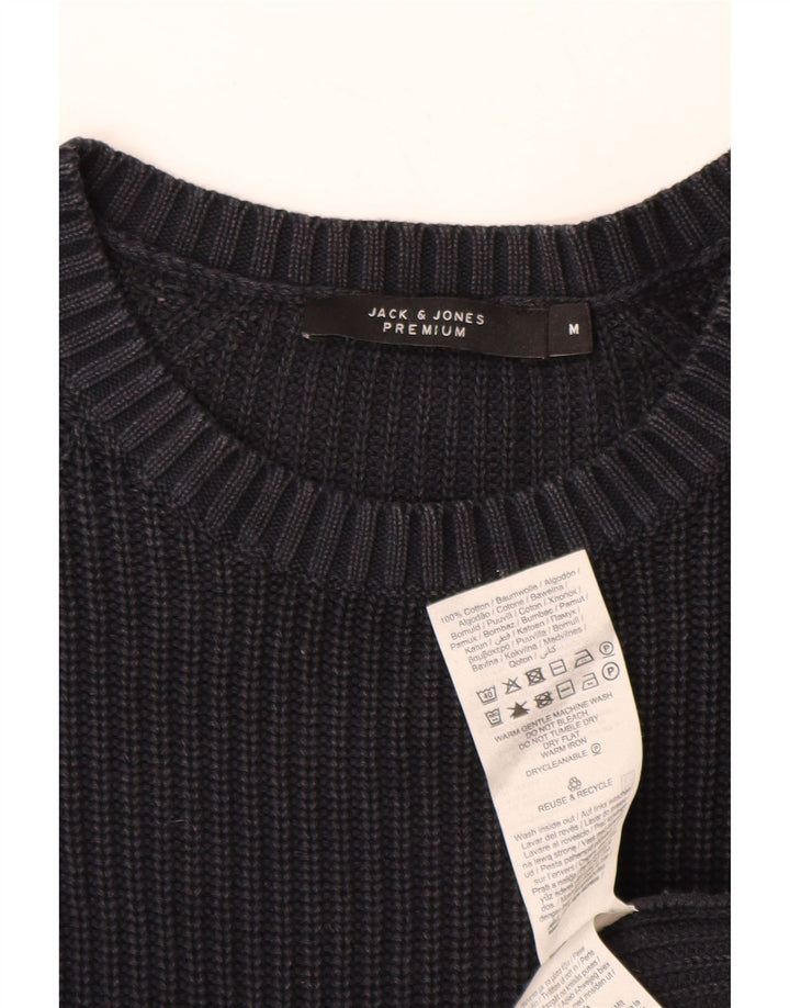 Suéter masculino JACK & JONES com gola redonda, algodão azul marinho médio