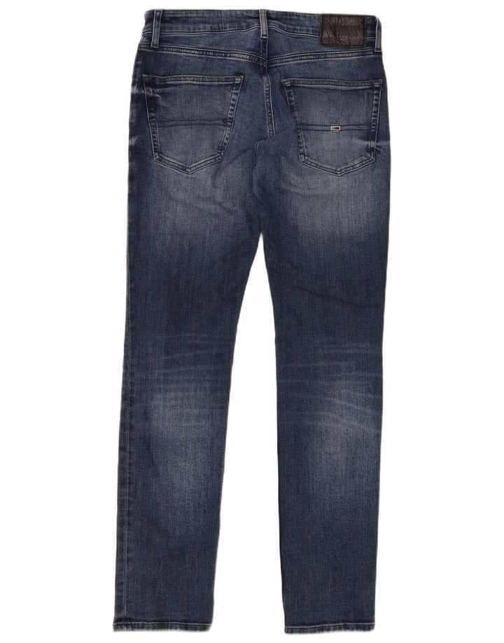 TOMMY HILFIGER Calça jeans slim masculina desgastada W31 L32 algodão azul