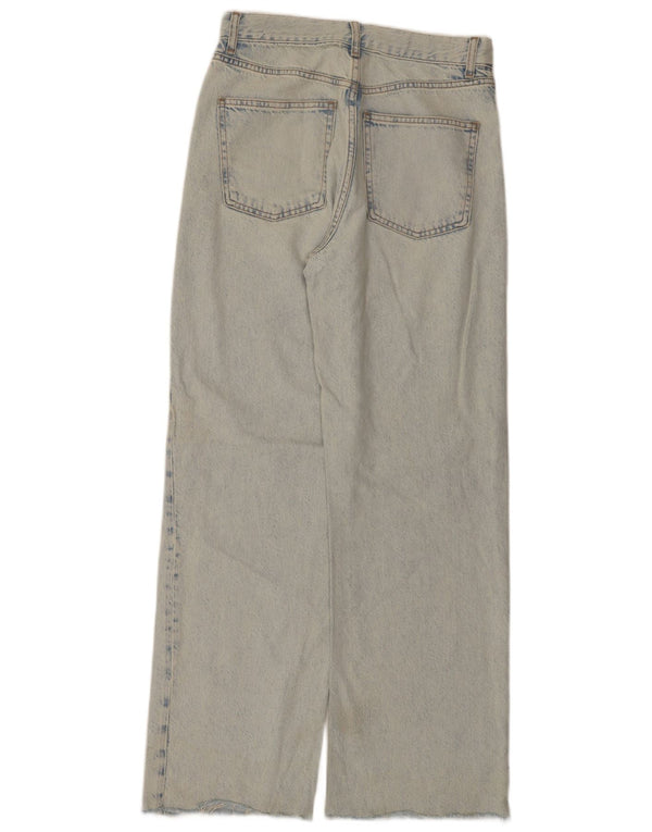 Zara Jeans feminino cintura alta com perna larga UE 38 pequeno W28 L31 azul