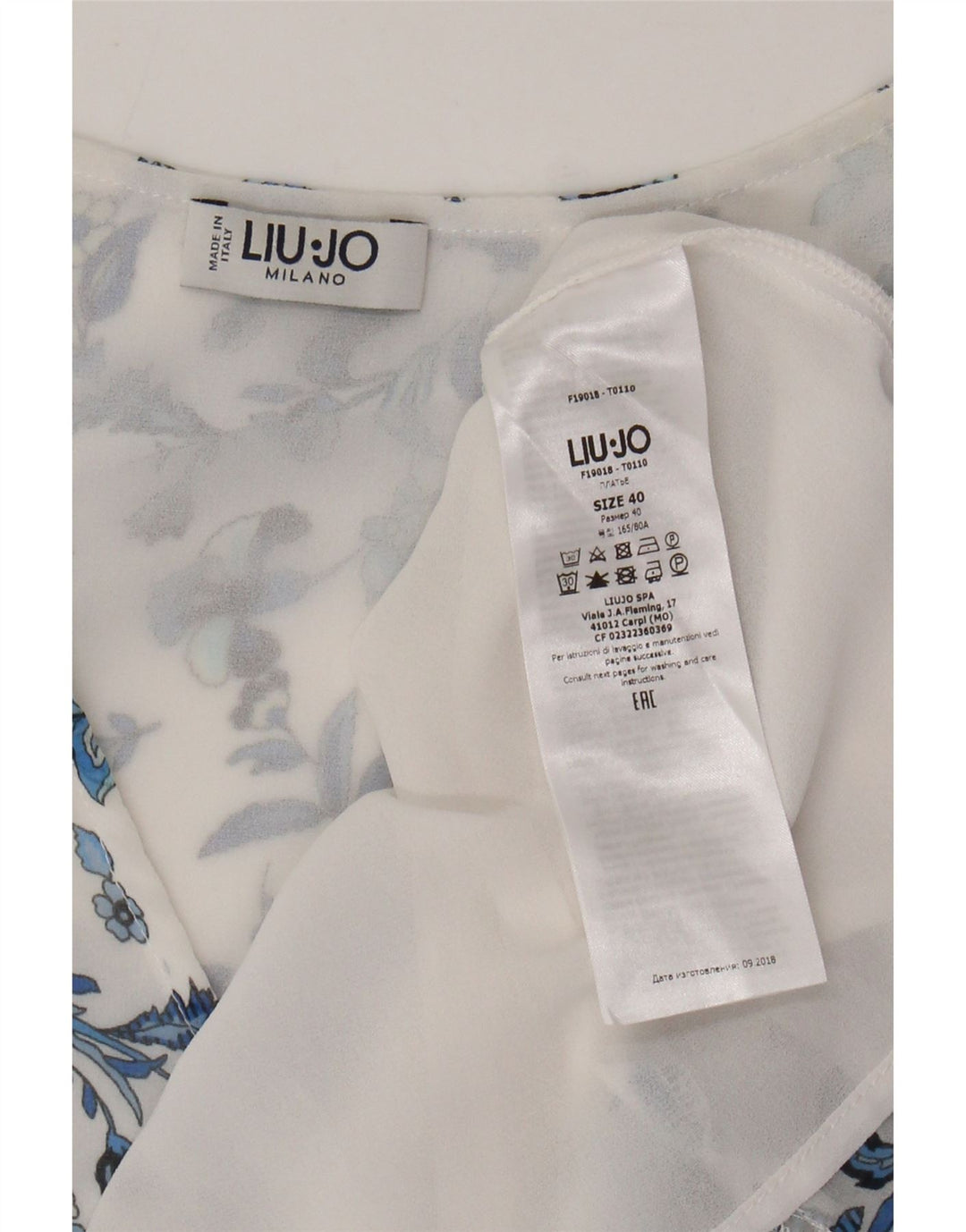 LIU JO Vestido maxi feminino com babados sem mangas IT 40 pequeno floral branco