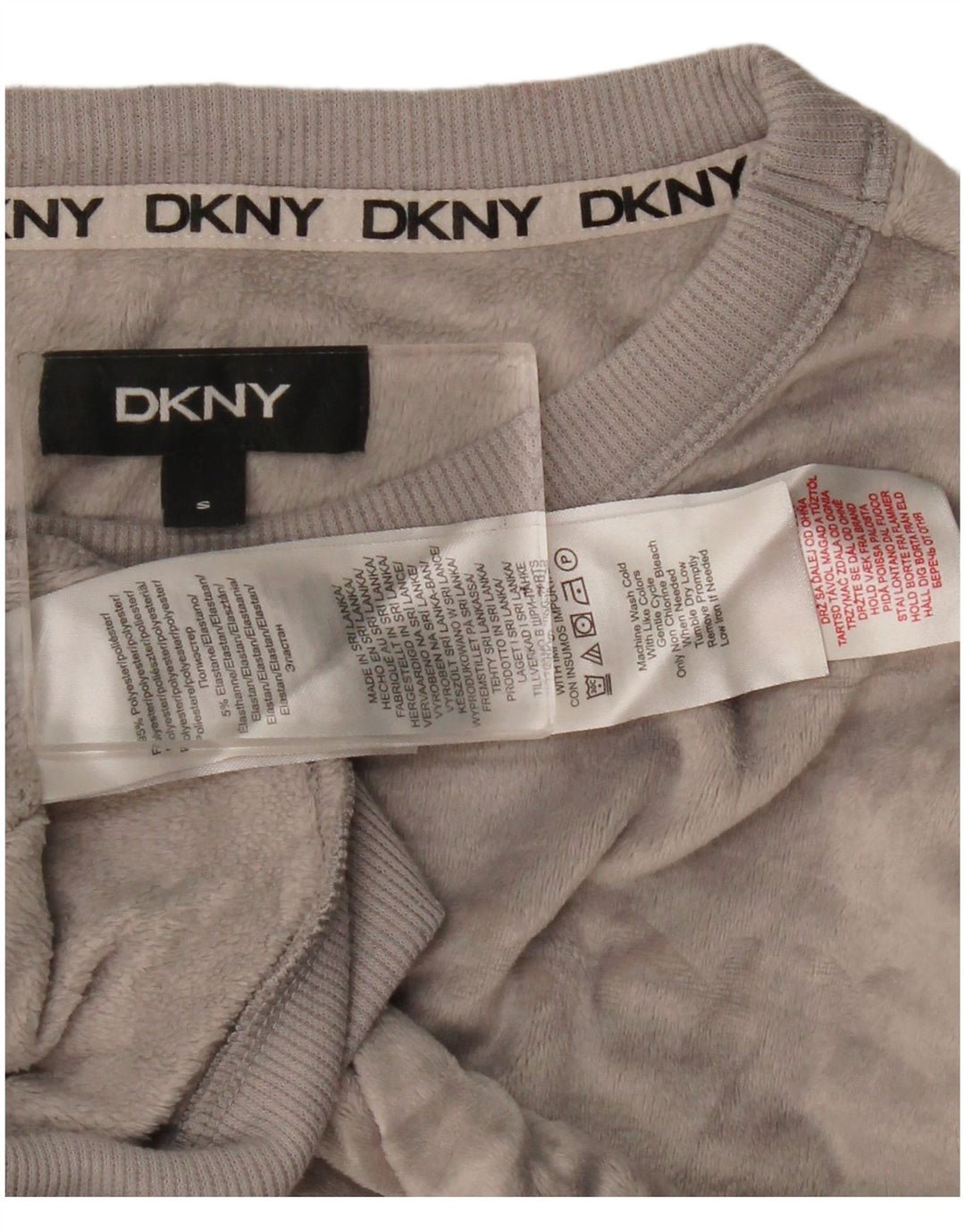 Suéter feminino de veludo gráfico Dkny Reino Unido 10 pequeno poliéster cinza