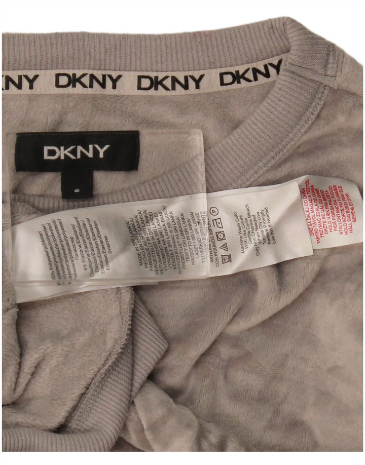 Suéter feminino de veludo gráfico Dkny Reino Unido 10 pequeno poliéster cinza