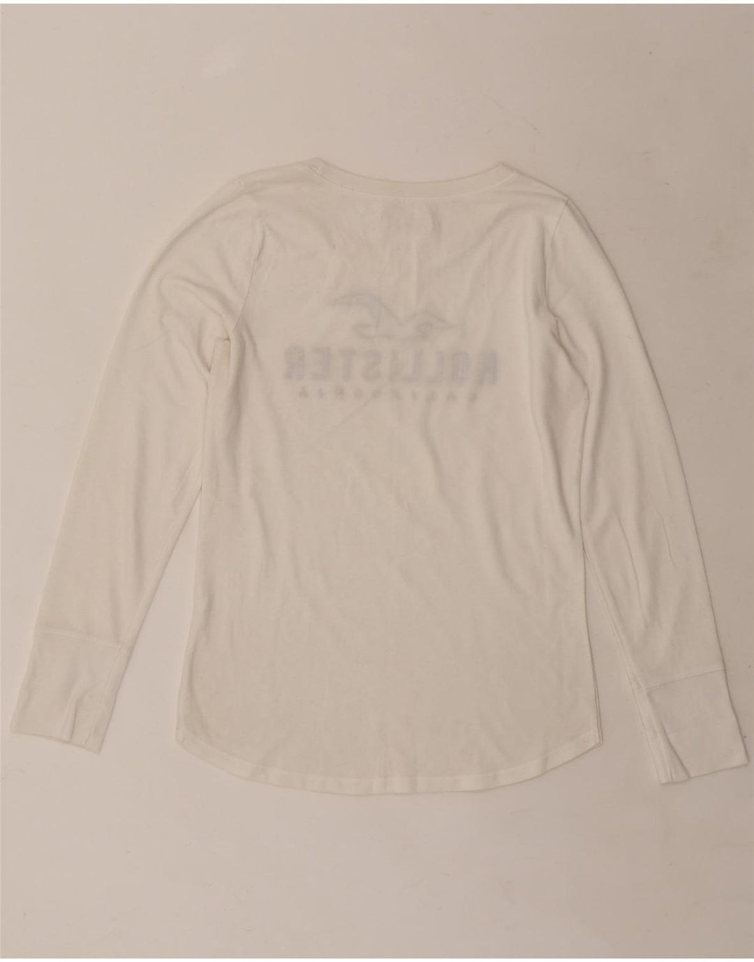 Top gráfico feminino HOLLISTER manga comprida UK 14 médio branco