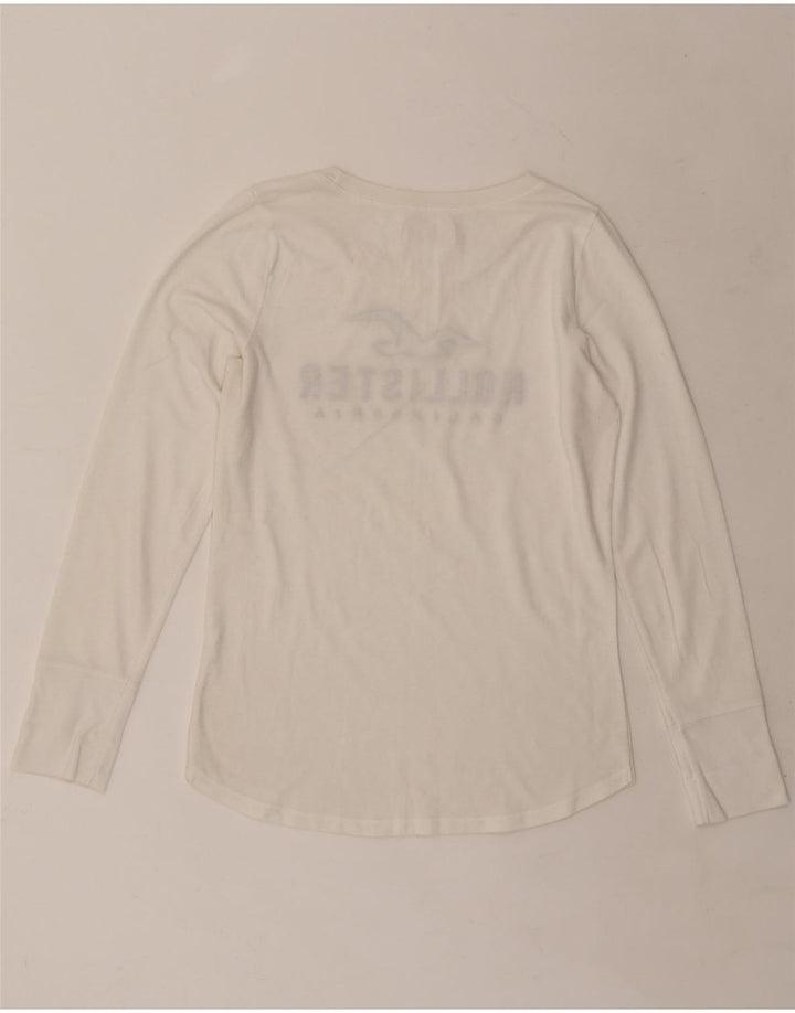 Top gráfico feminino HOLLISTER manga comprida UK 14 médio branco