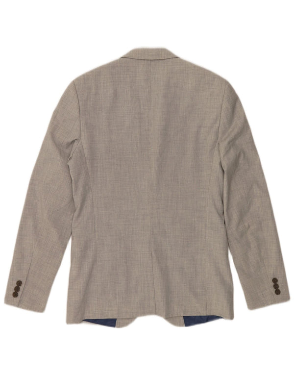 Jaqueta blazer masculina Farah com 2 botões Reino Unido 36 poliéster cinza pequeno