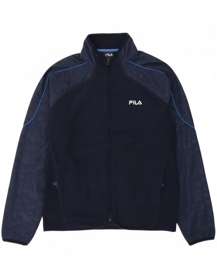 Jaqueta masculina Fila Fleece UK 38 algodão colorblock azul marinho médio