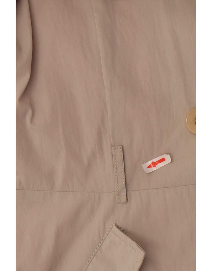 Casaco feminino Dkny manga 3/4 com peito duplo Reino Unido 16 poliéster cinza grande