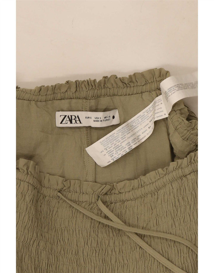 Zara Womens Skort UK 8 Pequeno Algodão Cáqui