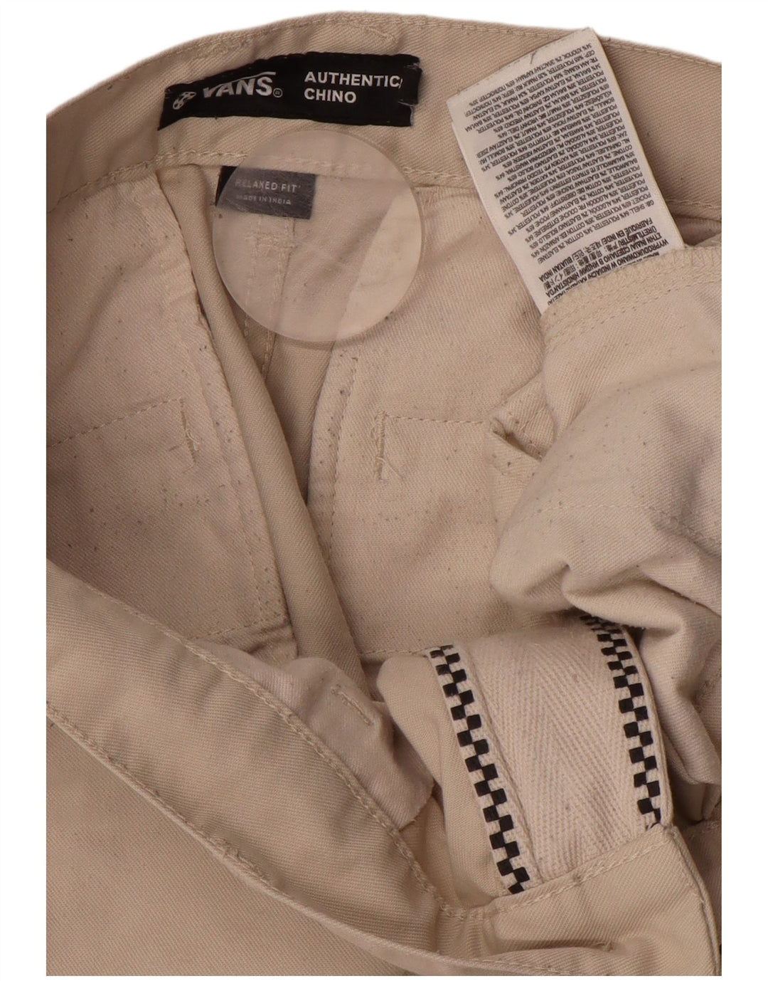 VANS Mens Relaxed Fit Chino Calças W28 L30 Poliéster Bege