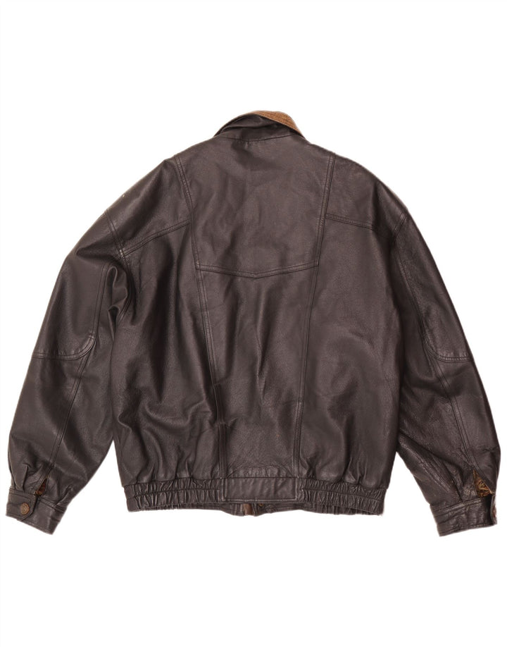 Jaqueta masculina de couro bomber C&A EU 48 médio preto