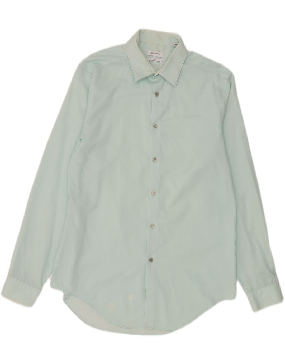 Camisa masculina Calvin Klein Slim Fit tamanho 16 grande algodão azul
