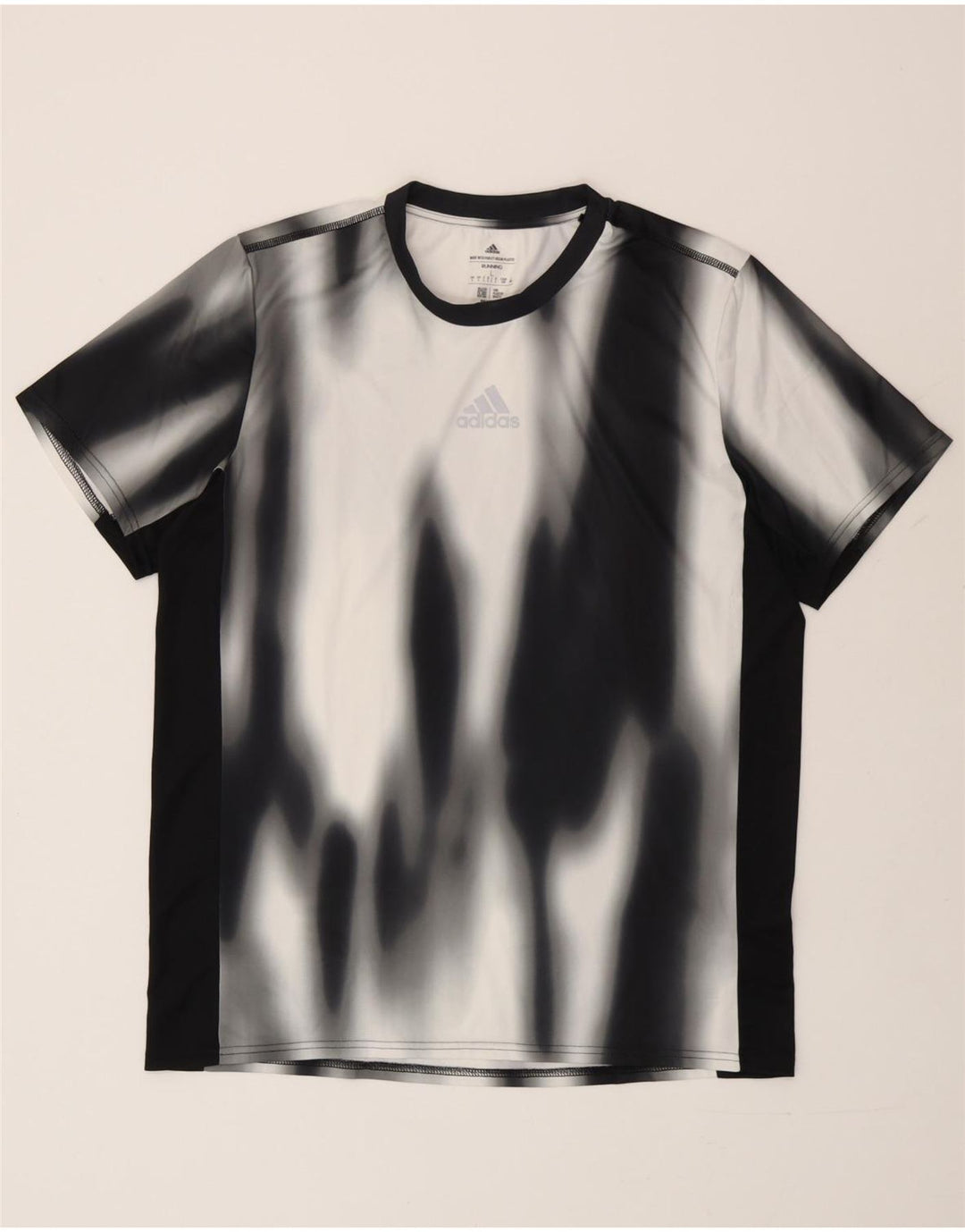 Adidas Mens Camiseta Top Grande Preto Tie Dye Poliéster