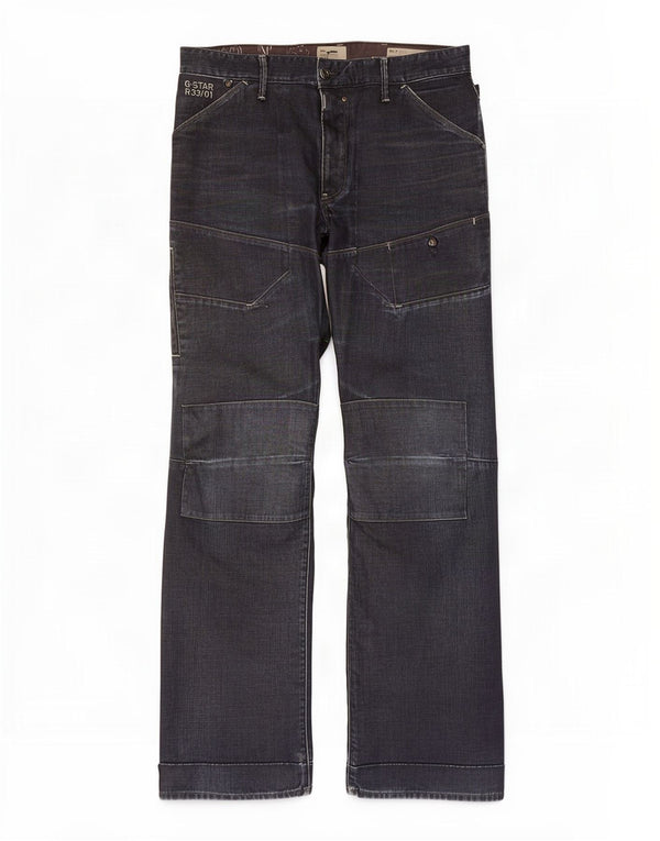 Jeans retos masculinos G-Star W36 L34 algodão azul marinho