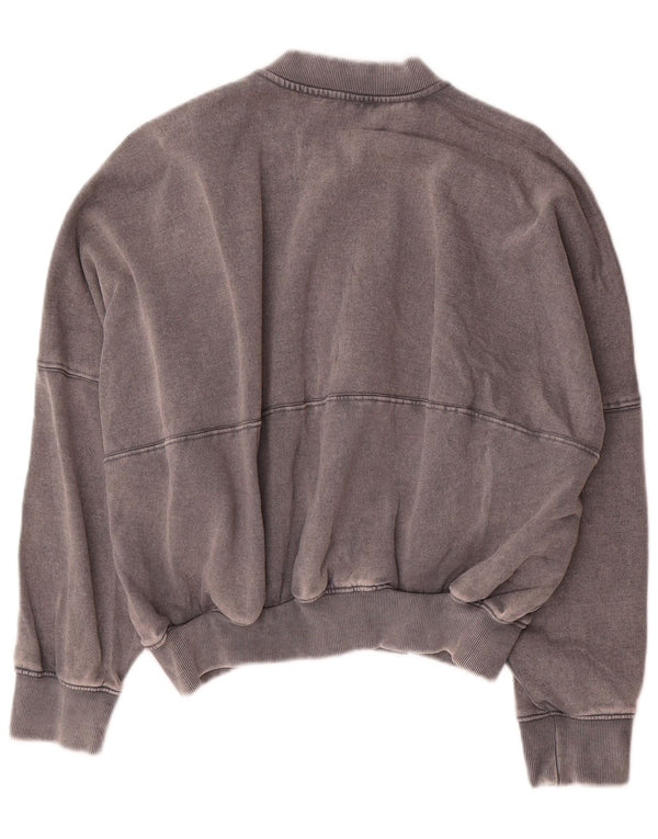 Zara Womens Crop Oversized Tracksuit Top Jacket Reino Unido 10 Pequeno Algodão Cinza