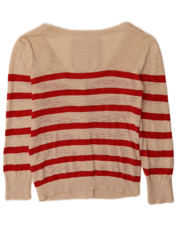 Abercrombie & Fitch Womens Cardigan Sweater UK 10 Small Beige Striped