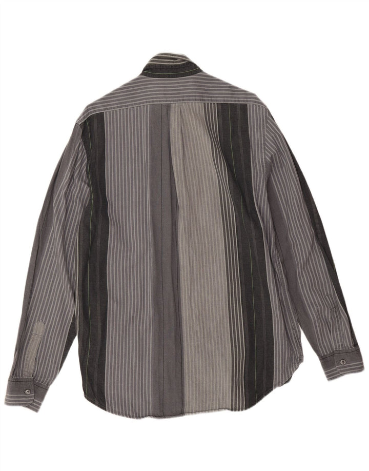 Camisa masculina Trussardi Jeans XL listrada cinza algodão